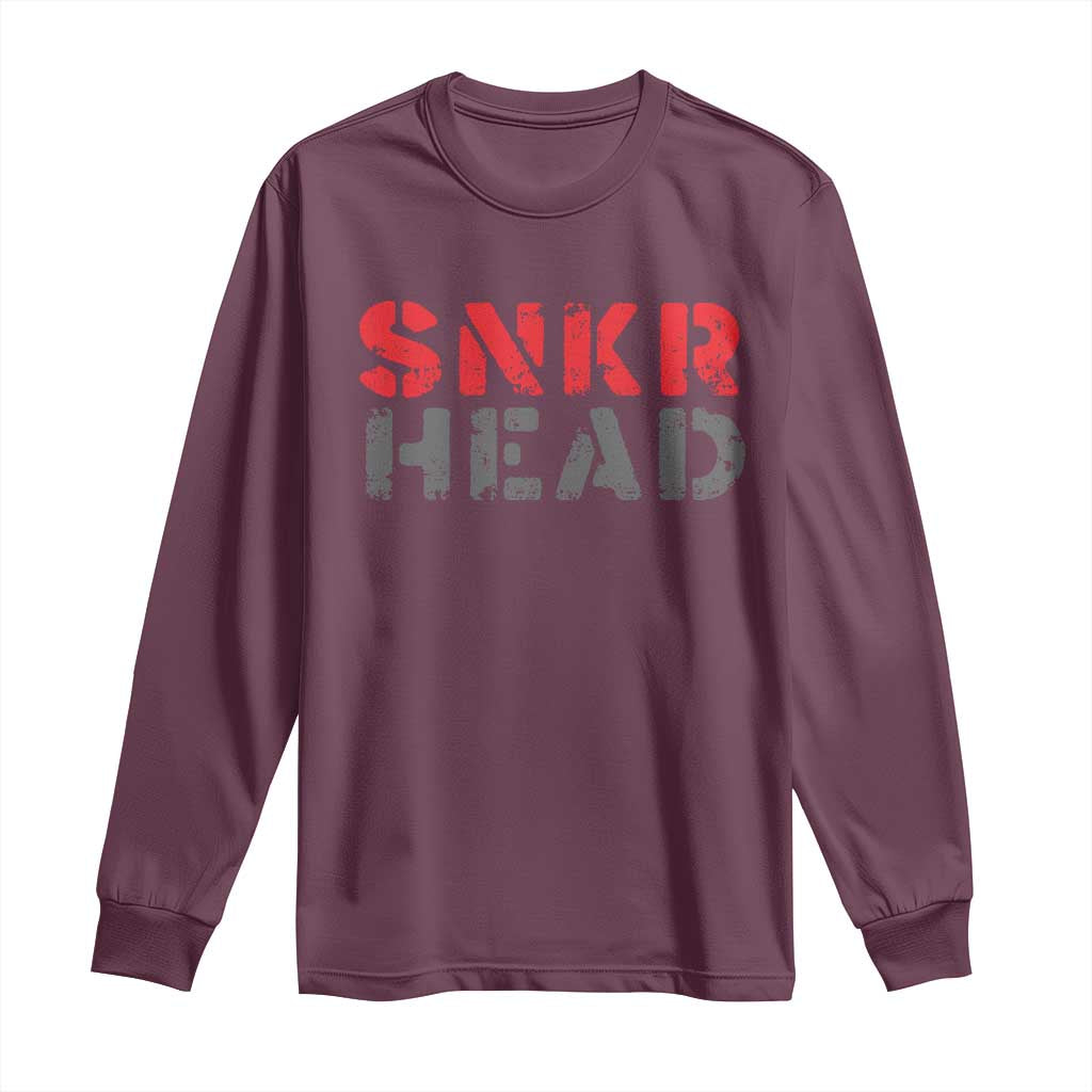 Sneaker Lover Long Sleeve Shirt SNKR Head TS09 Maroon Print Your Wear