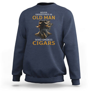 Never Underestimate An Old Man Who Smokes Cigars Sweatshirt TS09 Navy Print Your Wear