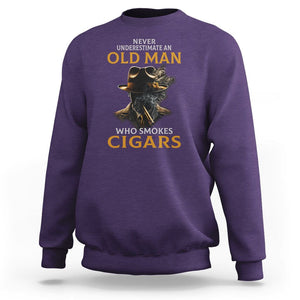 Never Underestimate An Old Man Who Smokes Cigars Sweatshirt TS09 Purple Print Your Wear