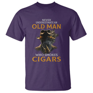 Never Underestimate An Old Man Who Smokes Cigars T Shirt TS09 Purple Print Your Wear