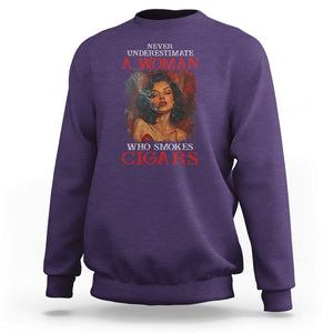 Never Underestimate A Woman Who Smokes Cigars Sweatshirt TS09 Purple Print Your Wear