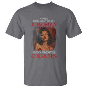 Never Underestimate A Woman Who Smokes Cigars T Shirt TS09 Charcoal Print Your Wear