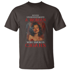 Never Underestimate A Woman Who Smokes Cigars T Shirt TS09 Dark Chocolate Print Your Wear