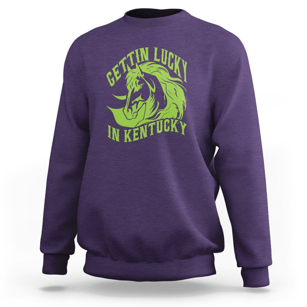 Horse Racing Sweatshirt Getting Lucky In Kentucky TS09 Purple Print Your Wear