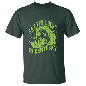 Horse Racing T Shirt Getting Lucky In Kentucky TS09 Dark Forest Green Print Your Wear