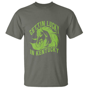 Horse Racing T Shirt Getting Lucky In Kentucky TS09 Military Green Print Your Wear