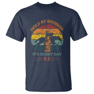 Horse Racing T Shirt Hold my Bourbon It's Derby Day TS09 Navy Print Your Wear