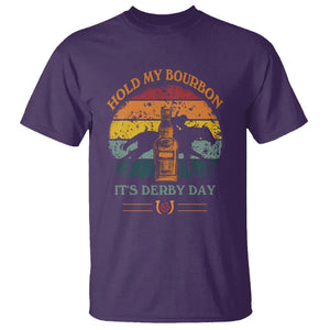 Horse Racing T Shirt Hold my Bourbon It's Derby Day TS09 Purple Print Your Wear