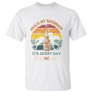 Horse Racing T Shirt - Hold My Bourbon Its Derby Day Kentucky Derby Fan Humor Tee TS09 White Print Your Wear