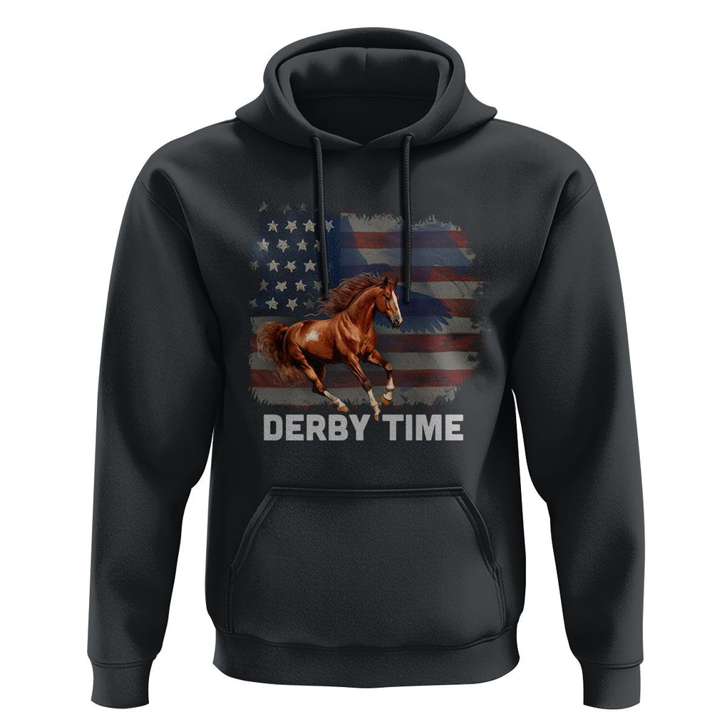 Derby Time American Flag Patriotic Horse Racing Hoodie TS09 Black Print Your Wear