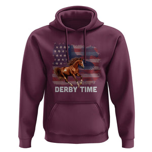 Derby Time American Flag Patriotic Horse Racing Hoodie TS09 Maroon Print Your Wear