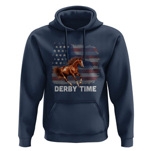 Derby Time American Flag Patriotic Horse Racing Hoodie TS09 Navy Print Your Wear