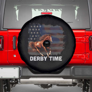 Derby Time American Flag Patriotic Horse Racing Spare Tire Cover TS09 Black Print Your Wear