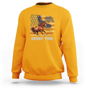 Derby Time American Flag Patriotic Horse Racing Sweatshirt TS09 Gold Print Your Wear