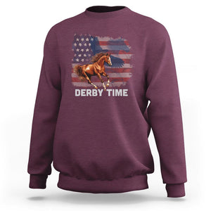 Derby Time American Flag Patriotic Horse Racing Sweatshirt TS09 Maroon Print Your Wear