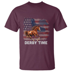 Derby Time American Flag Patriotic Horse Racing T Shirt TS09 Maroon Print Your Wear