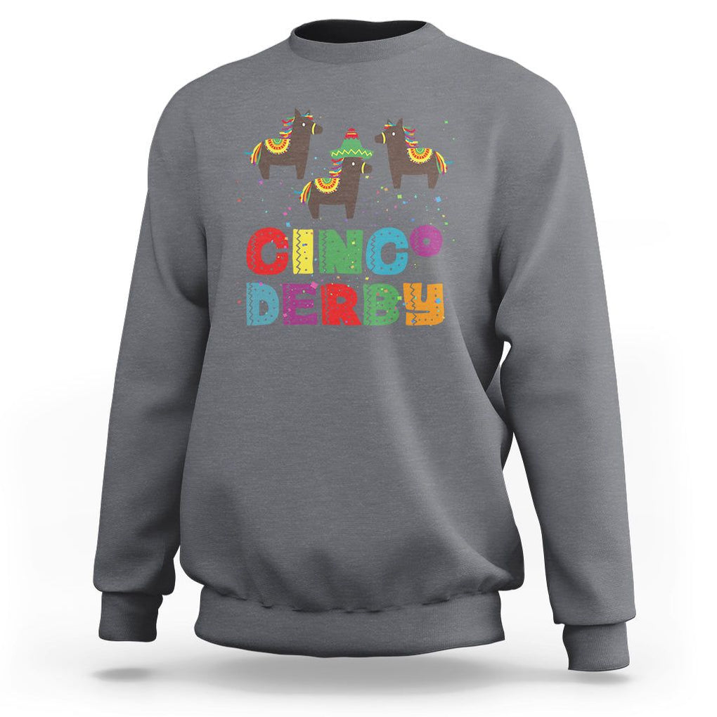 Funny Horse Racing Sweatshirt Cinco De Derby Mexican Horse Race TS09 Charcoal Print Your Wear