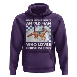 Never Underestimate An Old Man Who Loves Horse Racing Hoodie TS09 Purple Print Your Wear