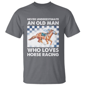 Never Underestimate An Old Man Who Loves Horse Racing T Shirt TS09 Charcoal Print Your Wear