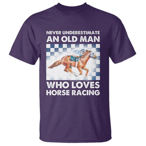 Never Underestimate An Old Man Who Loves Horse Racing T Shirt TS09 Purple Print Your Wear