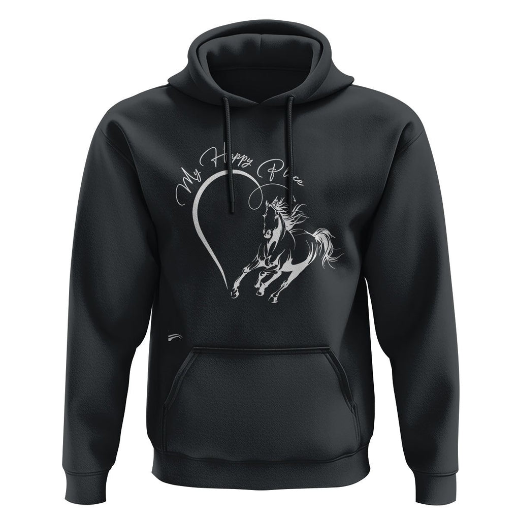 Horse Lover Hoodie My Happy Place Horseback Riding TS09 Black Print Your Wear