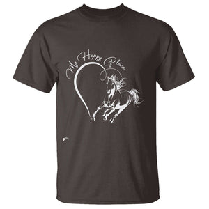 Horse Lover T Shirt My Happy Place Horseback Riding TS09 Dark Chocolate Print Your Wear