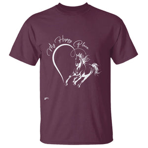 Horse Lover T Shirt My Happy Place Horseback Riding TS09 Maroon Print Your Wear