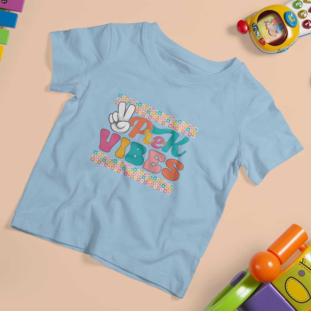 Pre-K Vibes Teacher Kids Back To School T Shirt For Kid TS09 Light Blue Print Your Wear