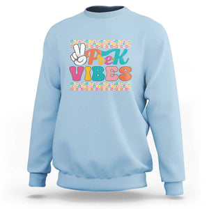 Pre-K Vibes Teacher Kids Back To School Sweatshirt TS09 Light Blue Print Your Wear