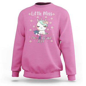 Pre-School Graduation Sweatshirt Little Miss Pre-K Grad 2024 Cute Unicorn TS09 Azalea Print Your Wear