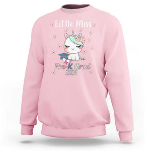 Pre-School Graduation Sweatshirt Little Miss Pre-K Grad 2024 Cute Unicorn TS09 Light Pink Print Your Wear