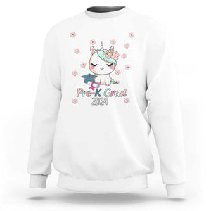 Pre-School Graduation Sweatshirt Little Miss Pre-K Grad 2024 Cute Unicorn TS09 White Print Your Wear