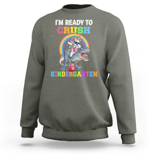 I'm Ready To Crush Kindergarden Sweatshirt Funny Monster Truck Dinosaur Unicorn TS09 Military Green Print Your Wear