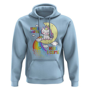 Kindergarten Here I come Hoodie Cute Unicorn Back To School TS09 Light Blue Print Your Wear