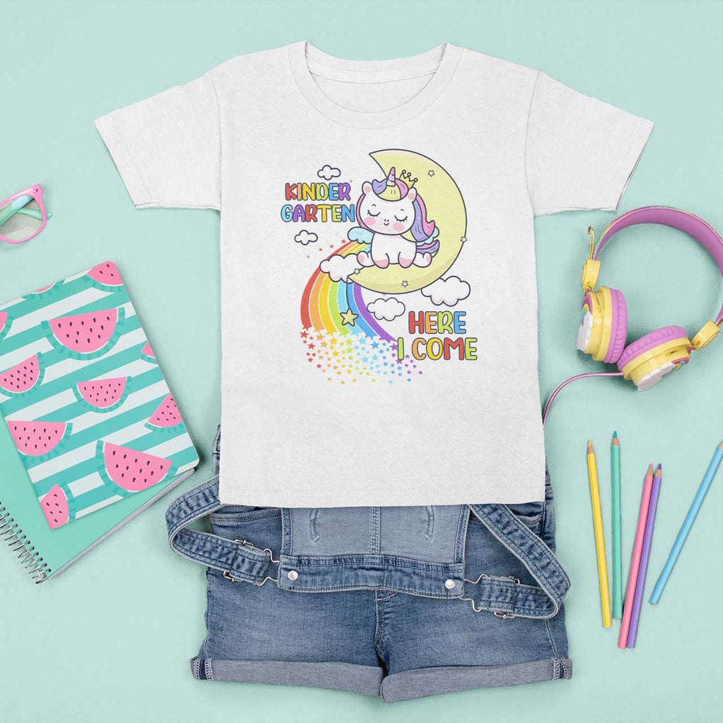 Kindergarten Here I come T Shirt For Kid Cute Unicorn Back To School TS09 White Print Your Wear