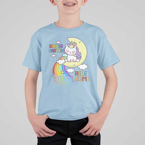 Kindergarten Here I come T Shirt For Kid Cute Unicorn Back To School TS09 Light Blue Print Your Wear