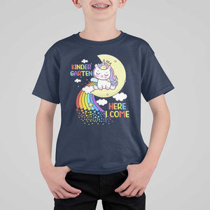 Kindergarten Here I come T Shirt For Kid Cute Unicorn Back To School TS09 Navy Print Your Wear