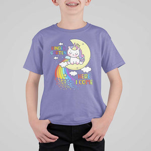 Kindergarten Here I come T Shirt For Kid Cute Unicorn Back To School TS09 Violet Print Your Wear