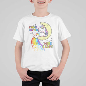 Kindergarten Here I come T Shirt For Kid Cute Unicorn Back To School TS09 White Print Your Wear