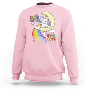 Kindergarten Here I come Sweatshirt Cute Unicorn Back To School TS09 Light Pink Print Your Wear