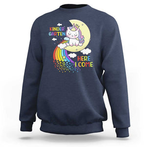 Kindergarten Here I come Sweatshirt Cute Unicorn Back To School TS09 Navy Print Your Wear