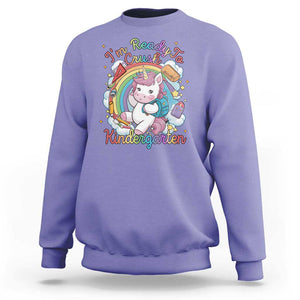 I'm Ready To Crush Kindergarden Sweatshirt Rainbow Unicorn Back To School TS09 Violet Print Your Wear