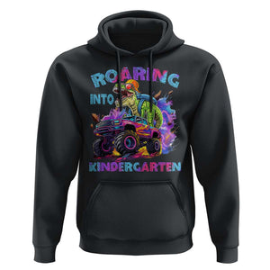 Roaring Into Kindergarten Hoodie Funny Dinosaur Monster Truck Back To School TS09 Black Print Your Wear