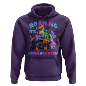 Roaring Into Kindergarten Hoodie Funny Dinosaur Monster Truck Back To School TS09 Purple Print Your Wear