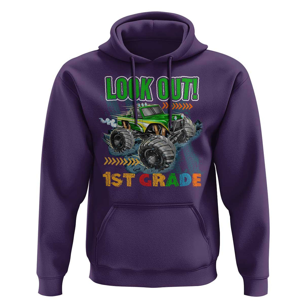 Look Out 1st Grade Monster Truck Hoodie TS09 Purple Print Your Wear