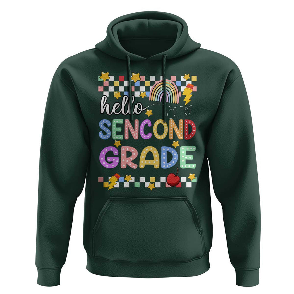 Hello Second Grade Groovy Back To School Hoodie TS09 Dark Forest Green Print Your Wear
