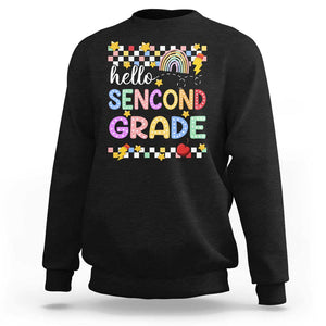 Hello Second Grade Groovy Back To School Sweatshirt TS09 Black Print Your Wear