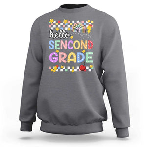 Hello Second Grade Groovy Back To School Sweatshirt TS09 Charcoal Print Your Wear