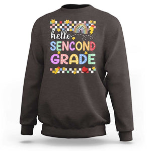 Hello Second Grade Groovy Back To School Sweatshirt TS09 Dark Chocolate Print Your Wear