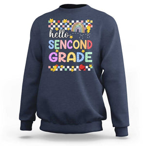 Hello Second Grade Groovy Back To School Sweatshirt TS09 Navy Print Your Wear